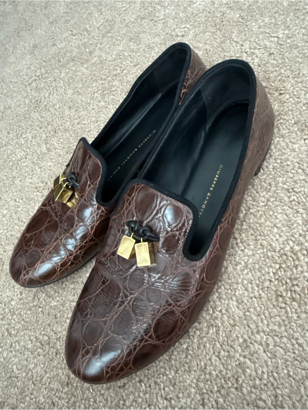 GIUSEPPE ZANOTTI Croc-Embossed Leather Tassel Loafers - Picture 2 of 11